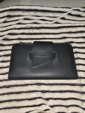 *AllSaints* 'Ray' Black Pebbled Leather Wallet - Like New